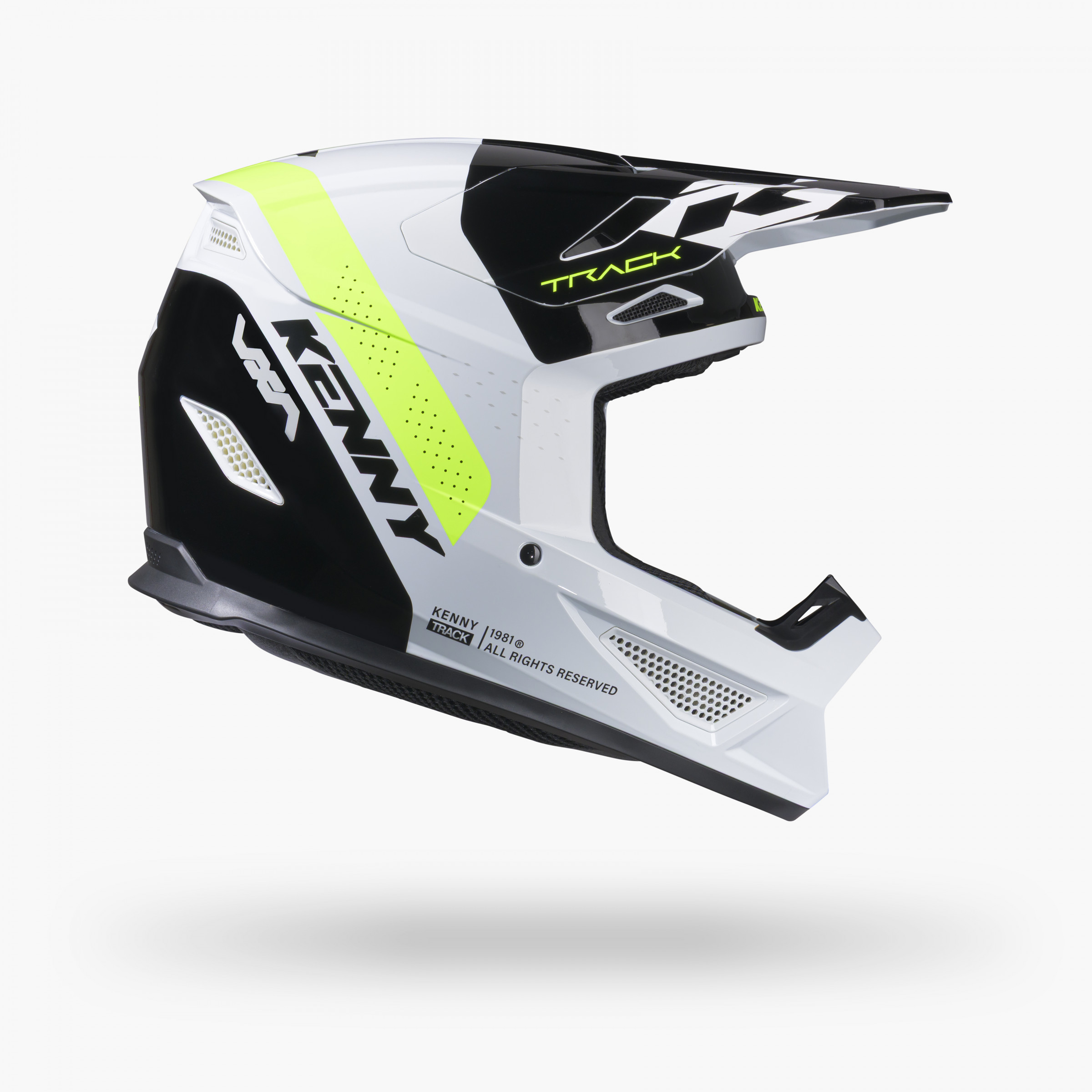 TRACK GRAPHIC BLAST WHITE NEON YELLOW HELMET