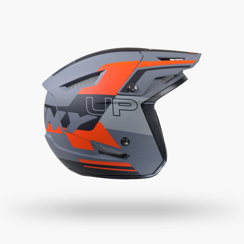 TRIAL UP GREY ORANGE HELMET